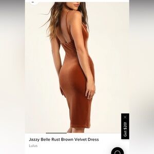 NWT Lulus jazzy belles velvet dress in the color rust